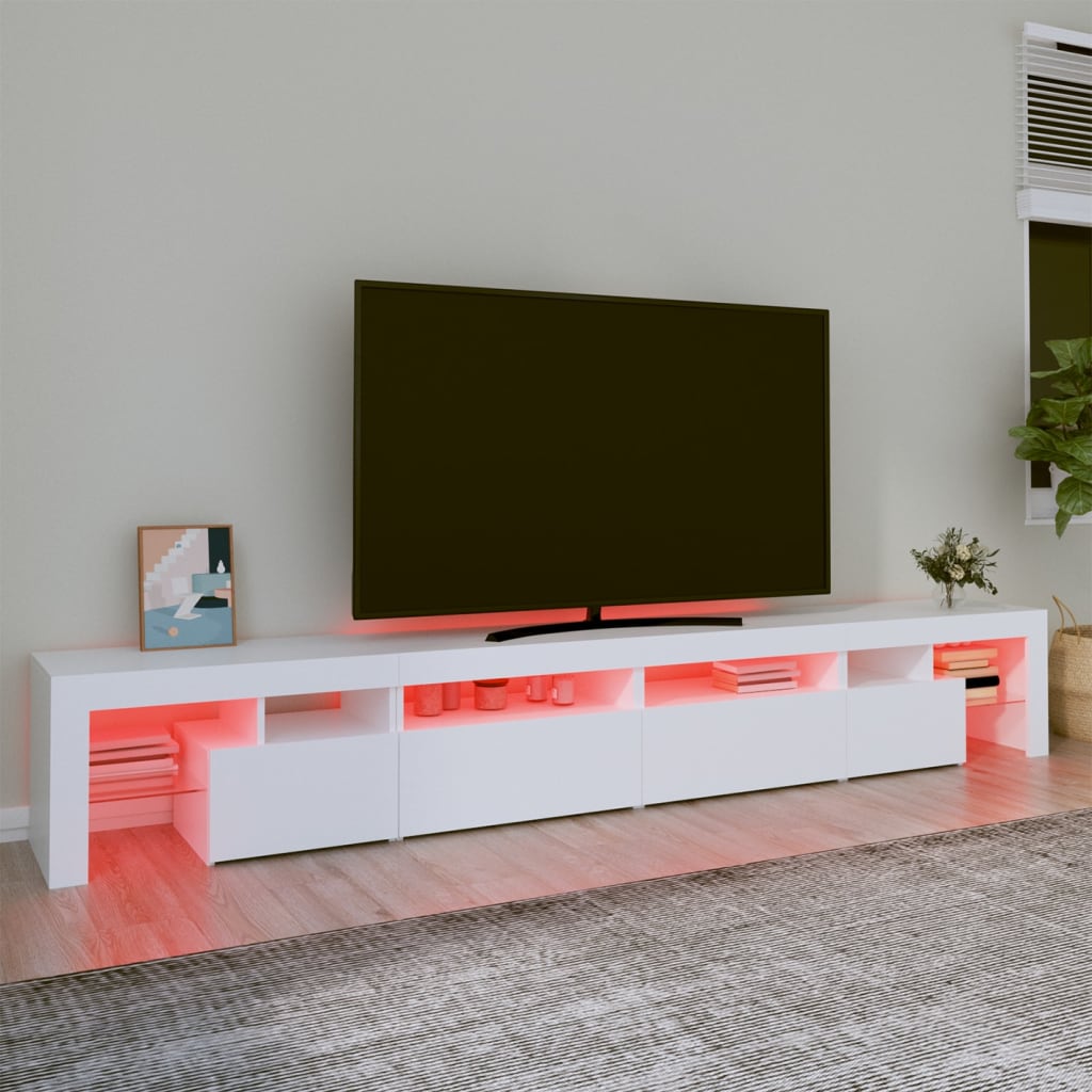 TV-Schrank mit LED-Leuchten Weiß 260x36,5x40 cm