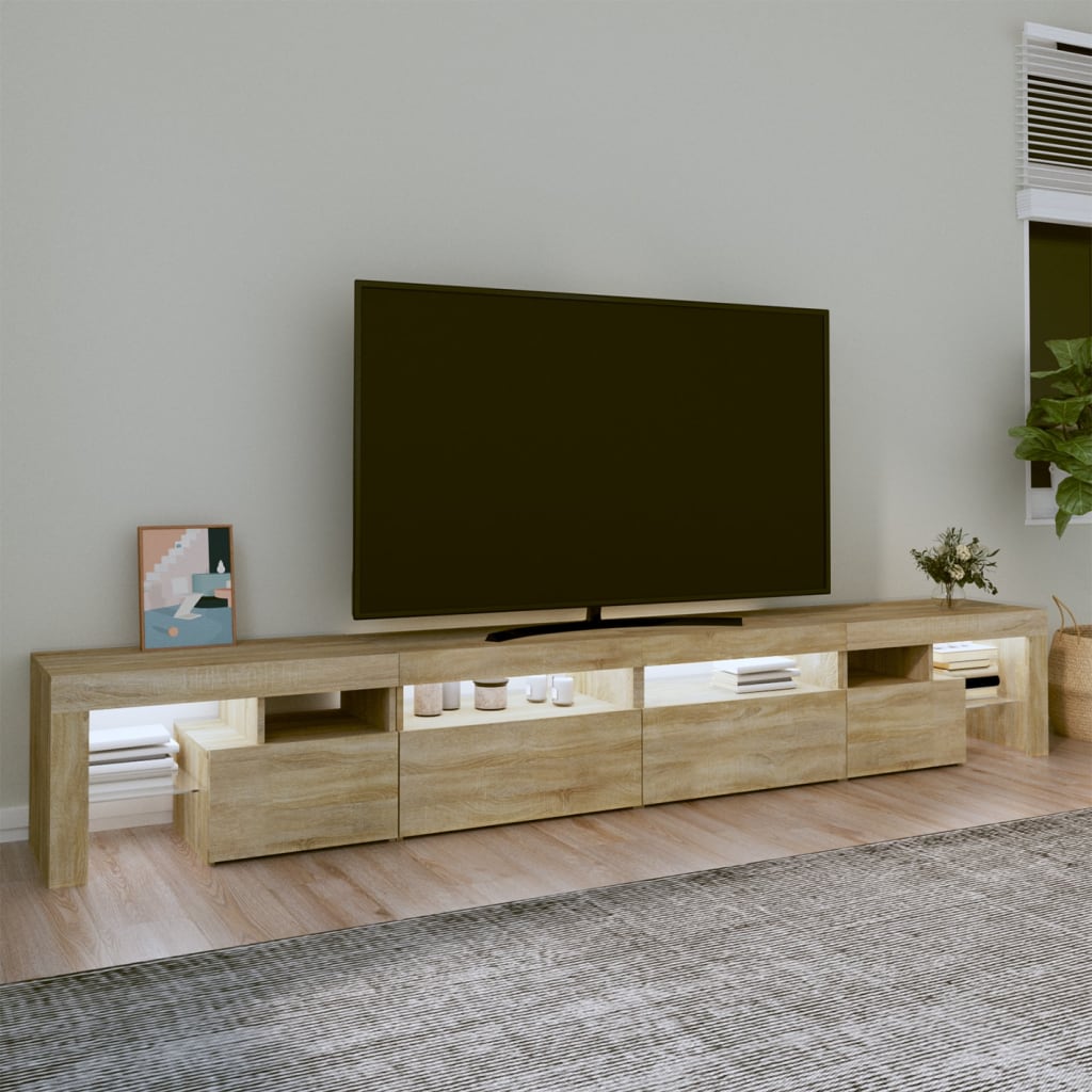 TV-Schrank mit LED-Leuchten Sonoma-Eiche 260x36,5x40 cm