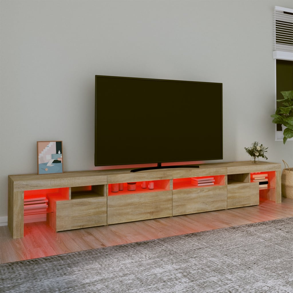 TV-Schrank mit LED-Leuchten Sonoma-Eiche 260x36,5x40 cm