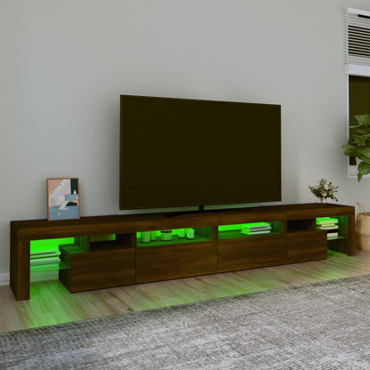 TV-Schrank mit LED-Leuchten Braun Eichen-Optik 260x36,5x40 cm