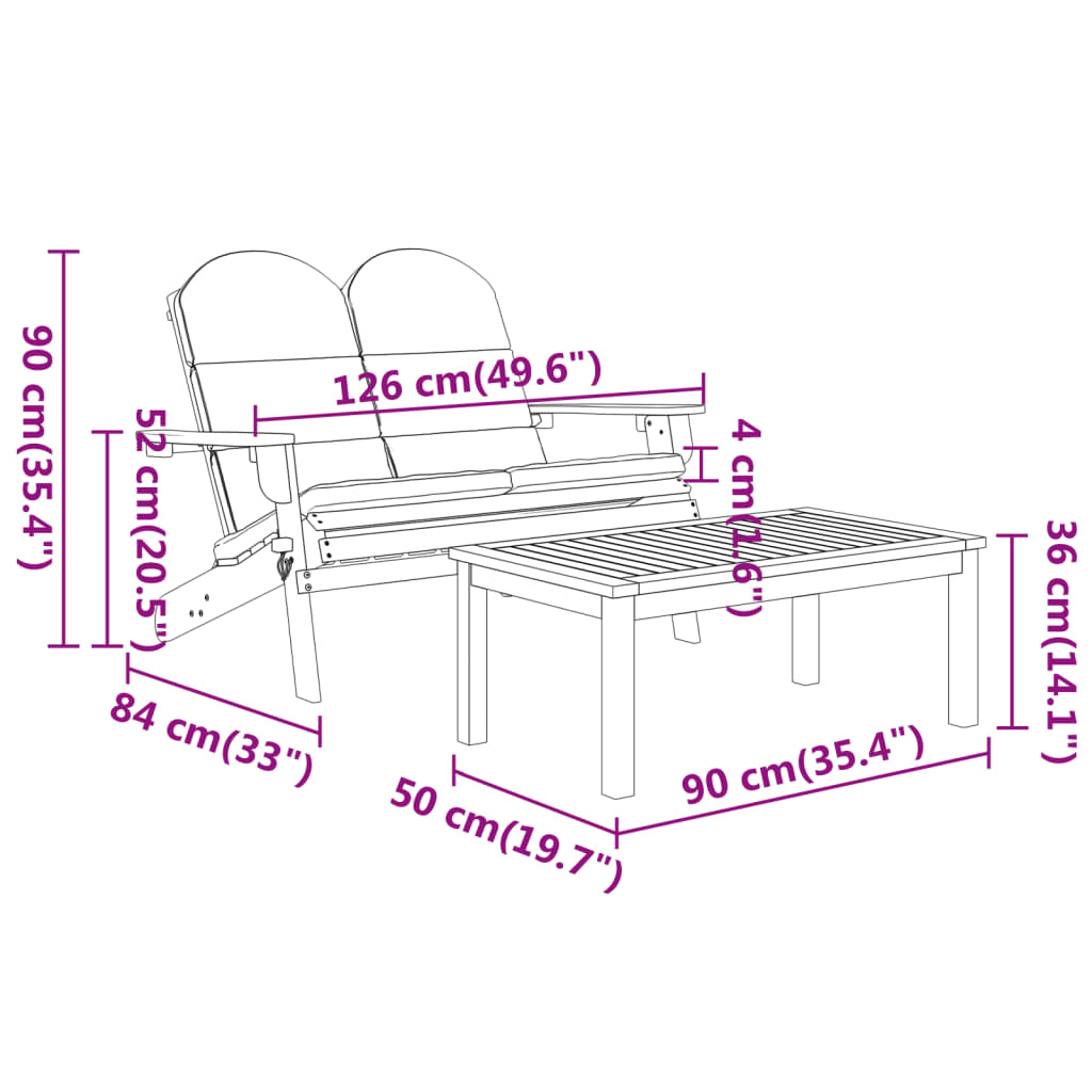 4-tlg. Garten-Lounge-Set Adirondack Massivholz Akazie