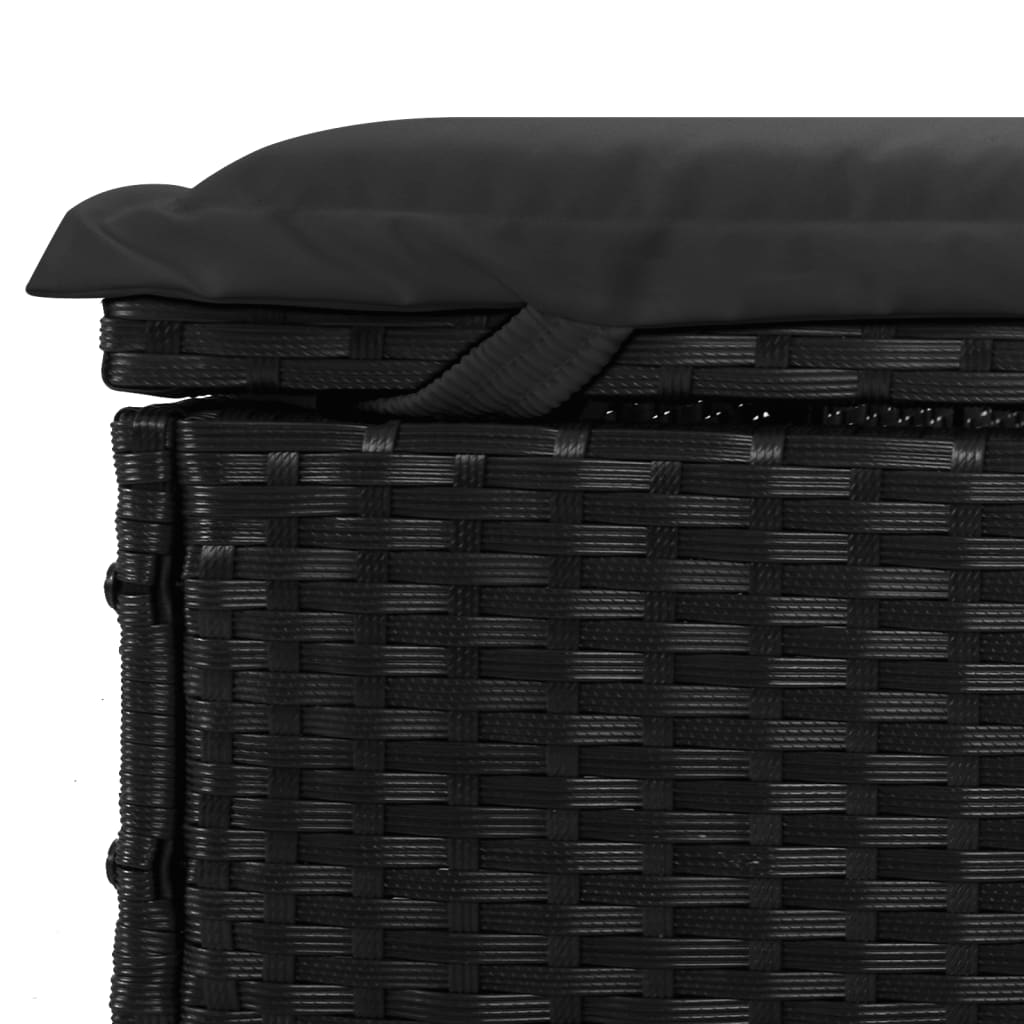 Sonnenliege 1 Stk. mit Auflage Schwarz 201x55x62 cm Poly Rattan