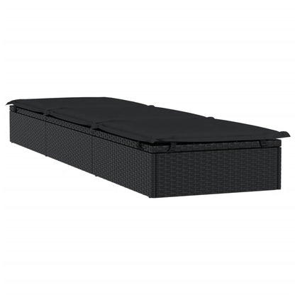 Sonnenliege 1 Stk. mit Tisch Schwarz Poly Rattan