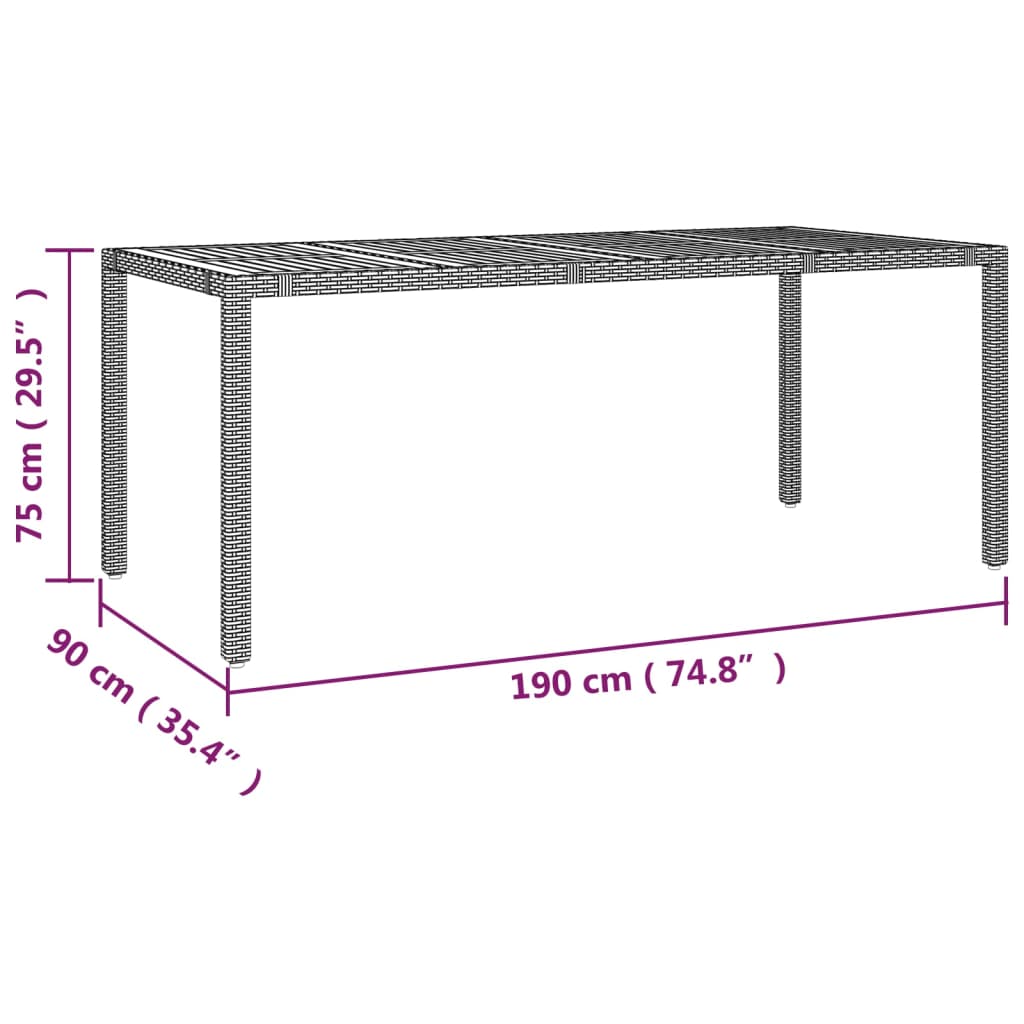 Gartentisch mit Holzplatte Schwarz Poly Rattan & Akazienholz