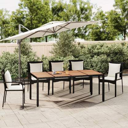 Gartentisch mit Holzplatte Schwarz Poly Rattan & Akazienholz