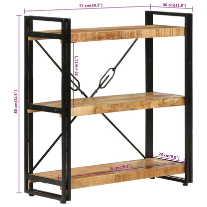 Bücherregal 3 Fächer 77x30x80 cm Massivholz Mango und Eisen