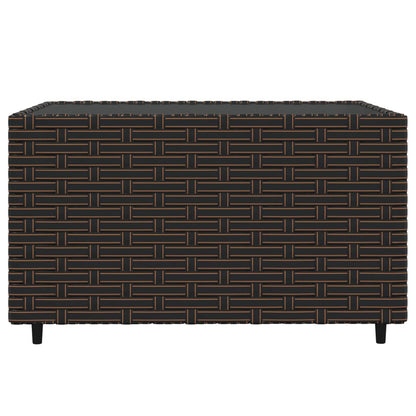 4-tlg. Garten-Lounge-Set mit Kissen Braun Poly Rattan