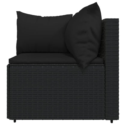 4-tlg. Garten-Lounge-Set mit Kissen Schwarz Poly Rattan