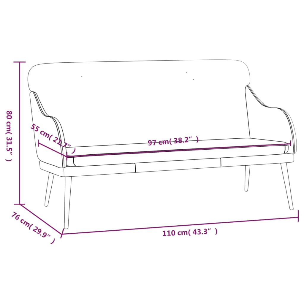 Sitzbank Schwarz 110x76x80 cm Kunstleder