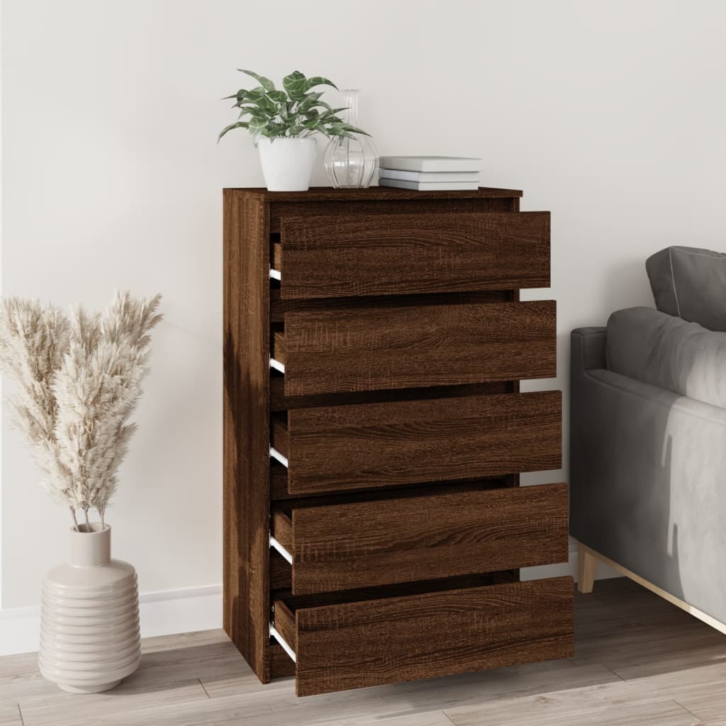 Drawer cabinet brown oak look 60x36x103 cm wood material