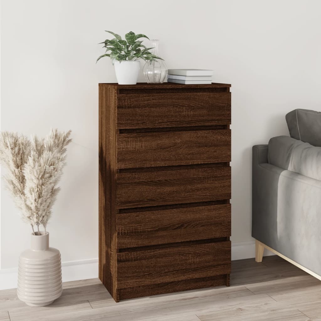 Drawer cabinet brown oak look 60x36x103 cm wood material