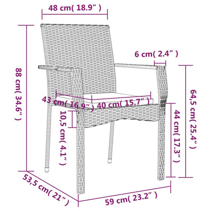 Gartenstühle mit Kissen 4 Stk. Poly Rattan Grau