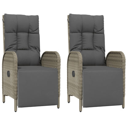 Garden relaxation chair with cushions 2 pieces poly rattan grey