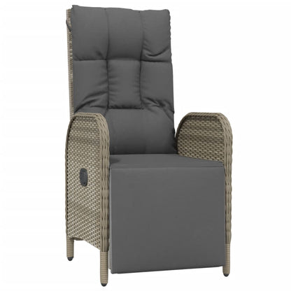 Garden relaxation chair with cushions 2 pieces poly rattan grey