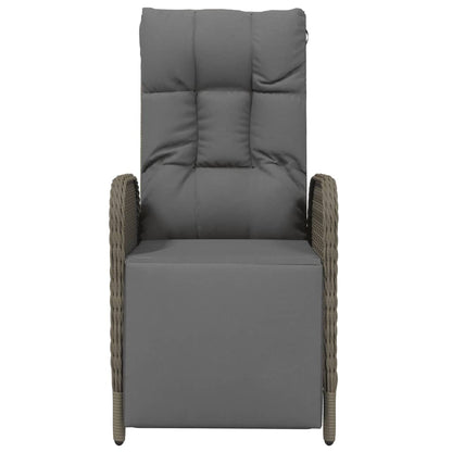 Garden relaxation chair with cushions 2 pieces poly rattan grey