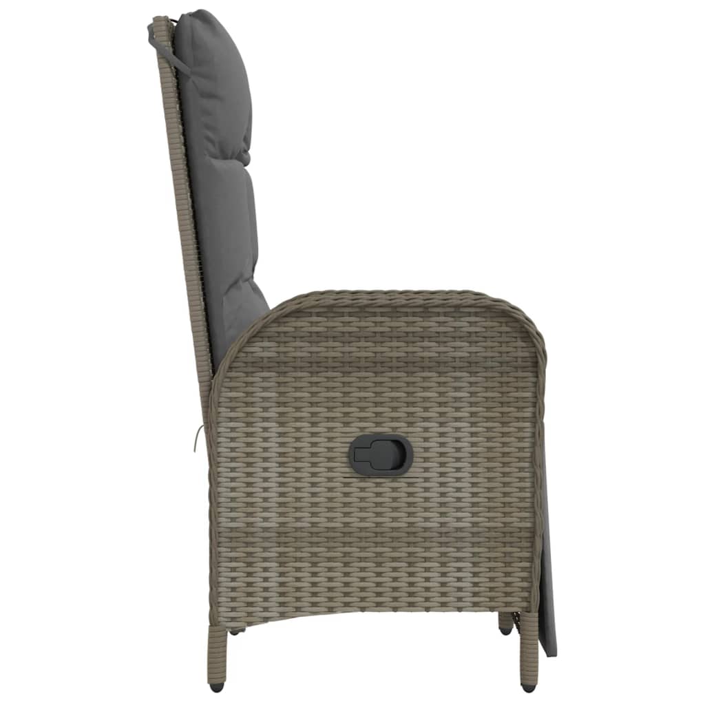 Garden relaxation chair with cushions 2 pieces poly rattan grey