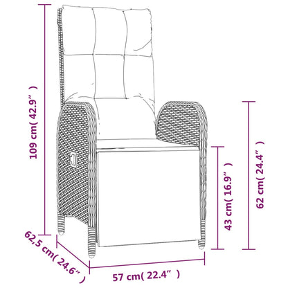 Garden relaxation chair with cushions 2 pieces poly rattan grey