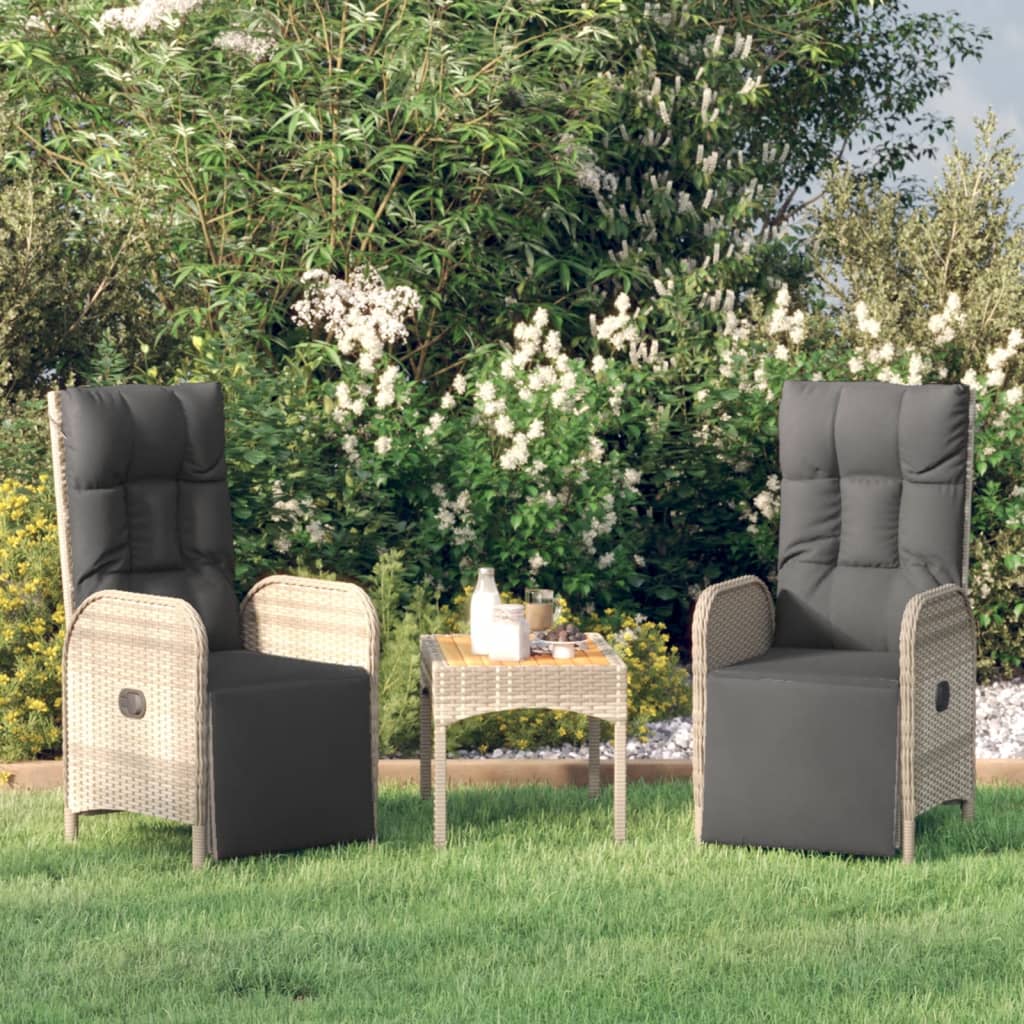 Garden relaxation chair with cushions 2 pieces poly rattan grey