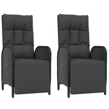 Garden relaxation chair with cushions 2 pieces poly rattan black