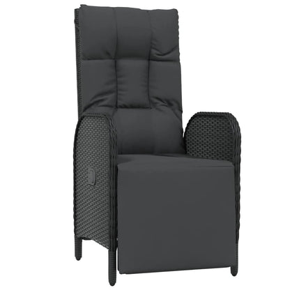 Garden relaxation chair with cushions 2 pieces poly rattan black