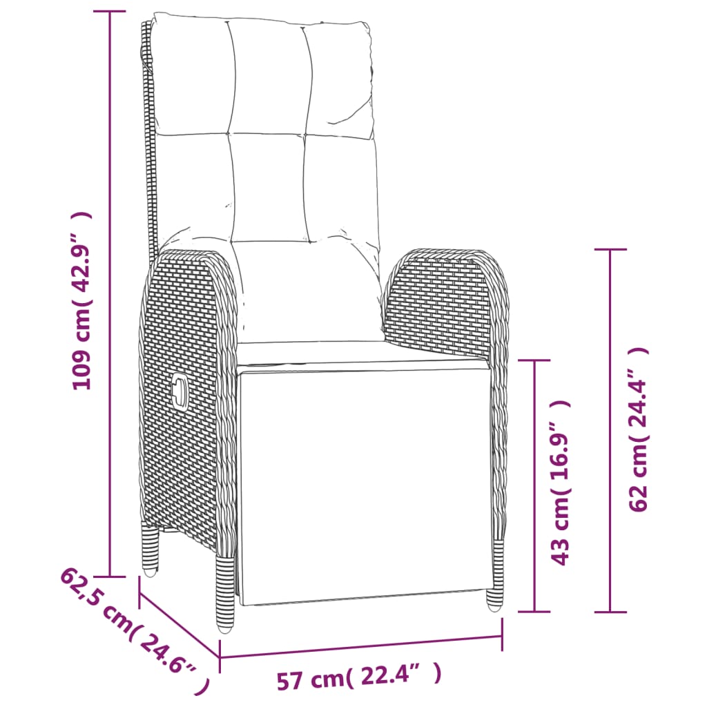 Garden relaxation chair with cushions 2 pieces poly rattan black