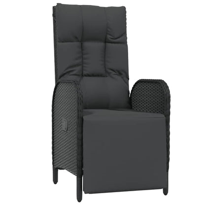 Garten-Relaxstühle 2 Stk. mit Tisch Schwarz Poly Rattan