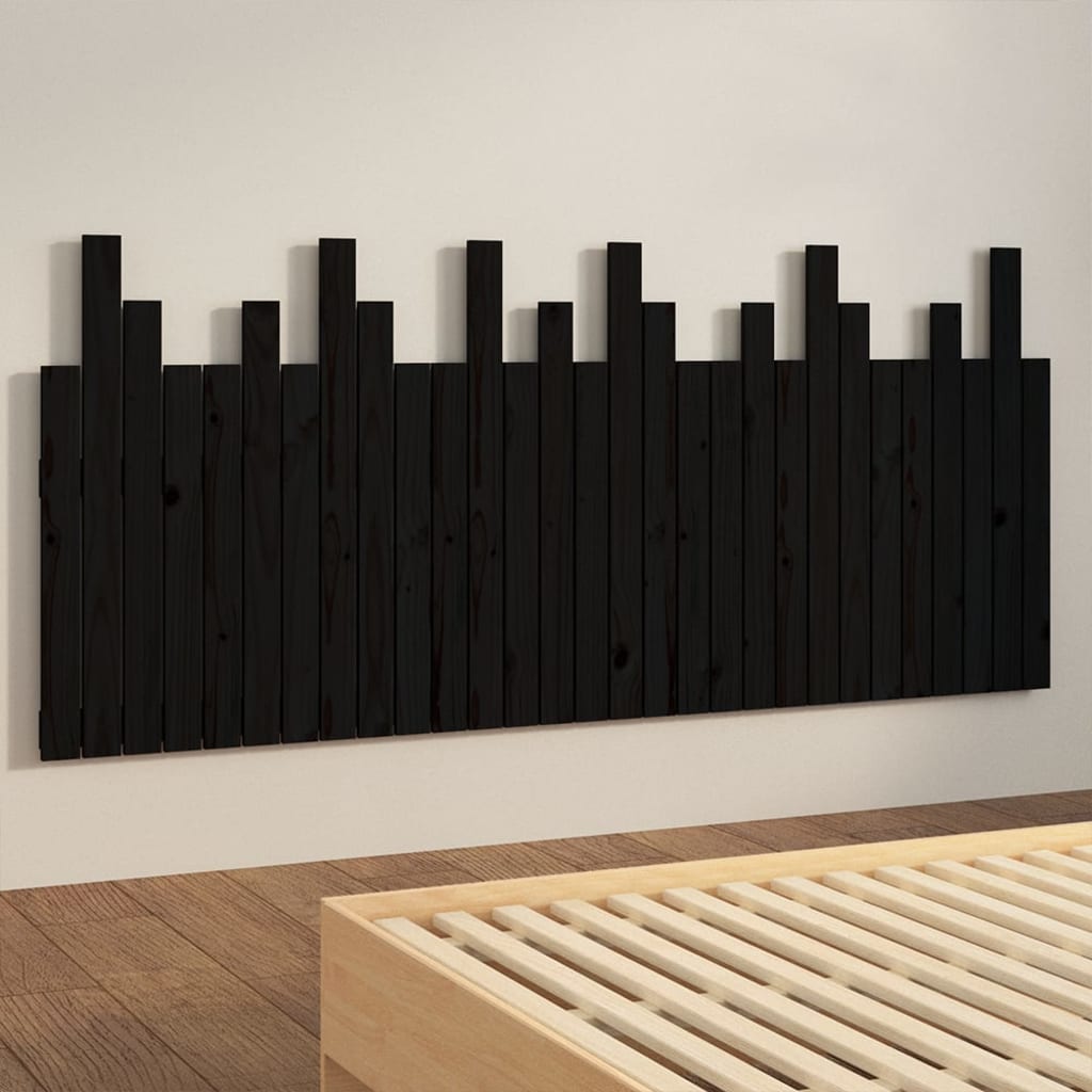 Wand-Kopfteil Schwarz 185x3x80 cm Massivholz Kiefer