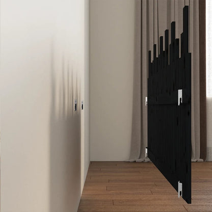 Wand-Kopfteil Schwarz 185x3x80 cm Massivholz Kiefer