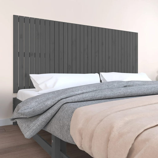 Wall headboard grey 204x3x90 cm solid pine