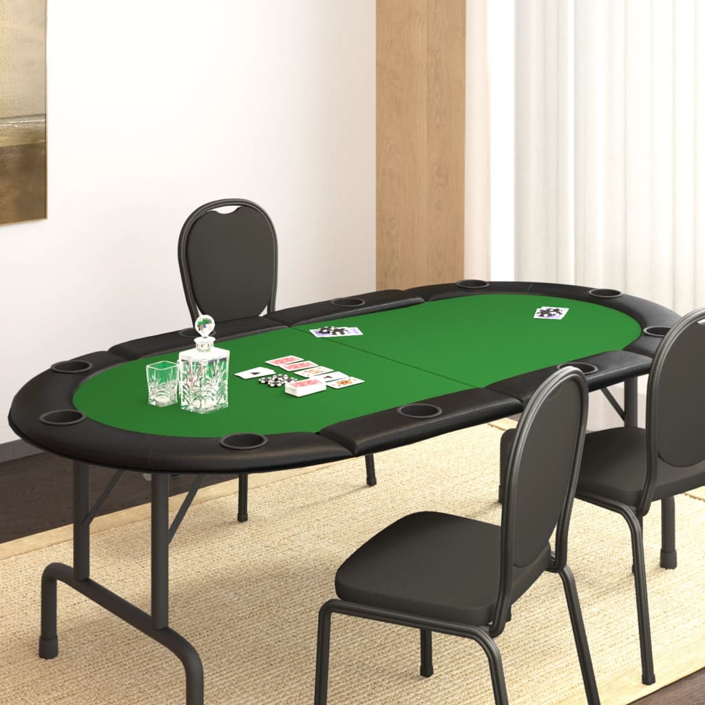 Poker Table Cover Foldable 10 Players Green 208x106x3 cm