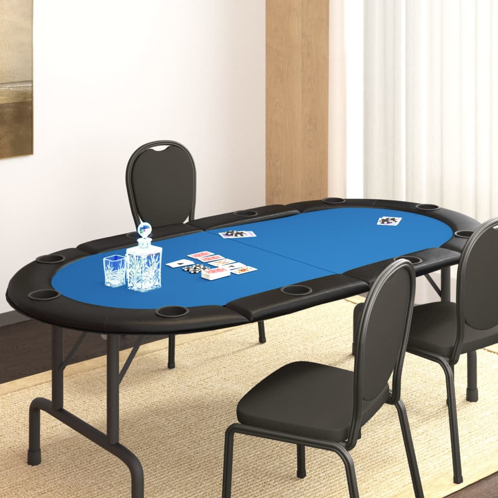 Poker Table Cover Foldable 10 Players Blue 208x106x3 cm