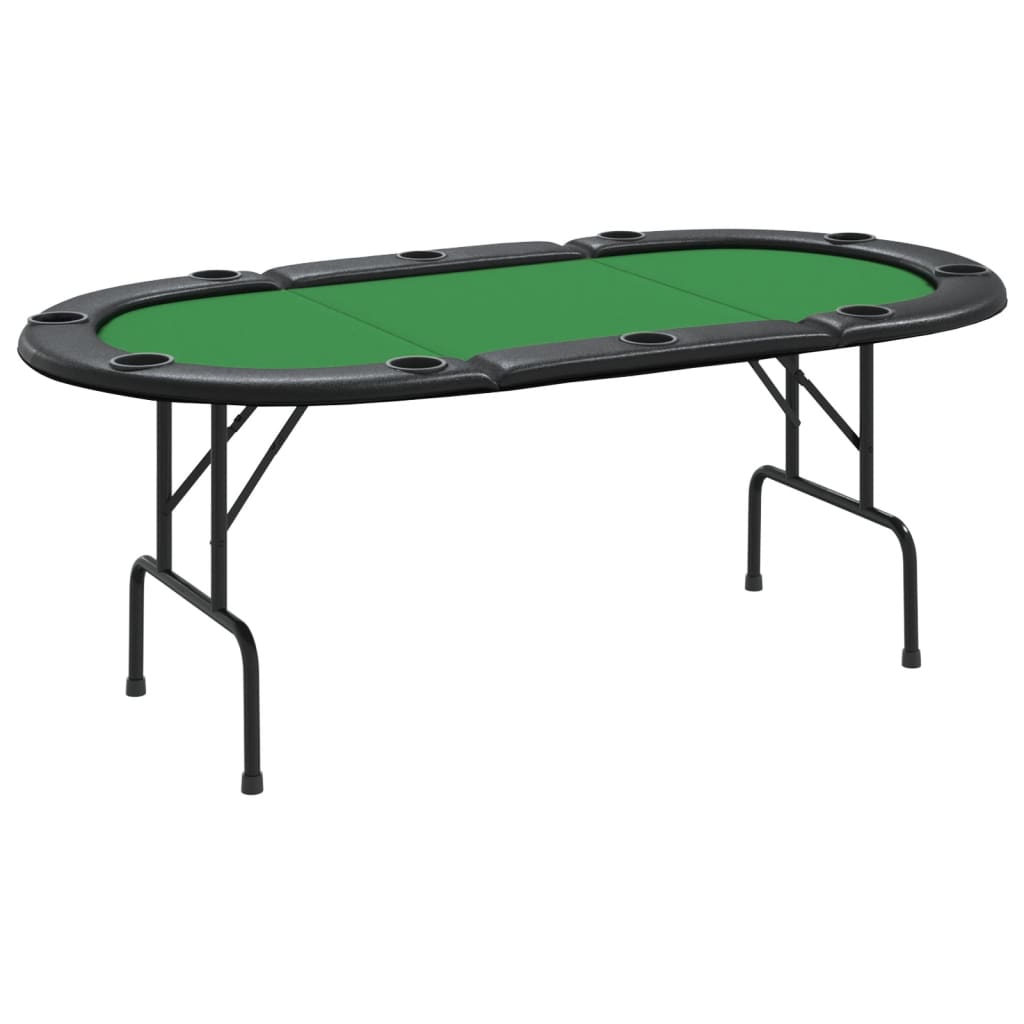 Poker stol sklopivi za 10 igrača zeleni 206x106x75 cm