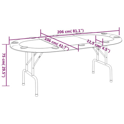 Poker stol sklopivi za 10 igrača zeleni 206x106x75 cm