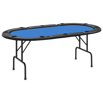 Poker Table Foldable 10 Players Blue 206x106x75 cm