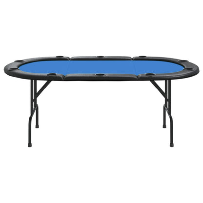 Poker Table Foldable 10 Players Blue 206x106x75 cm