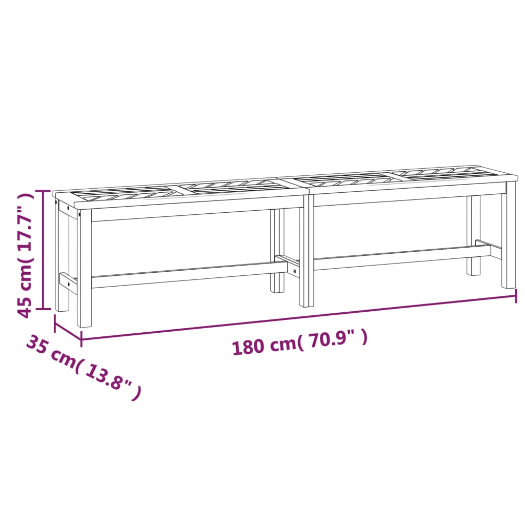 Gartenbank 180 cm Massivholz Akazie