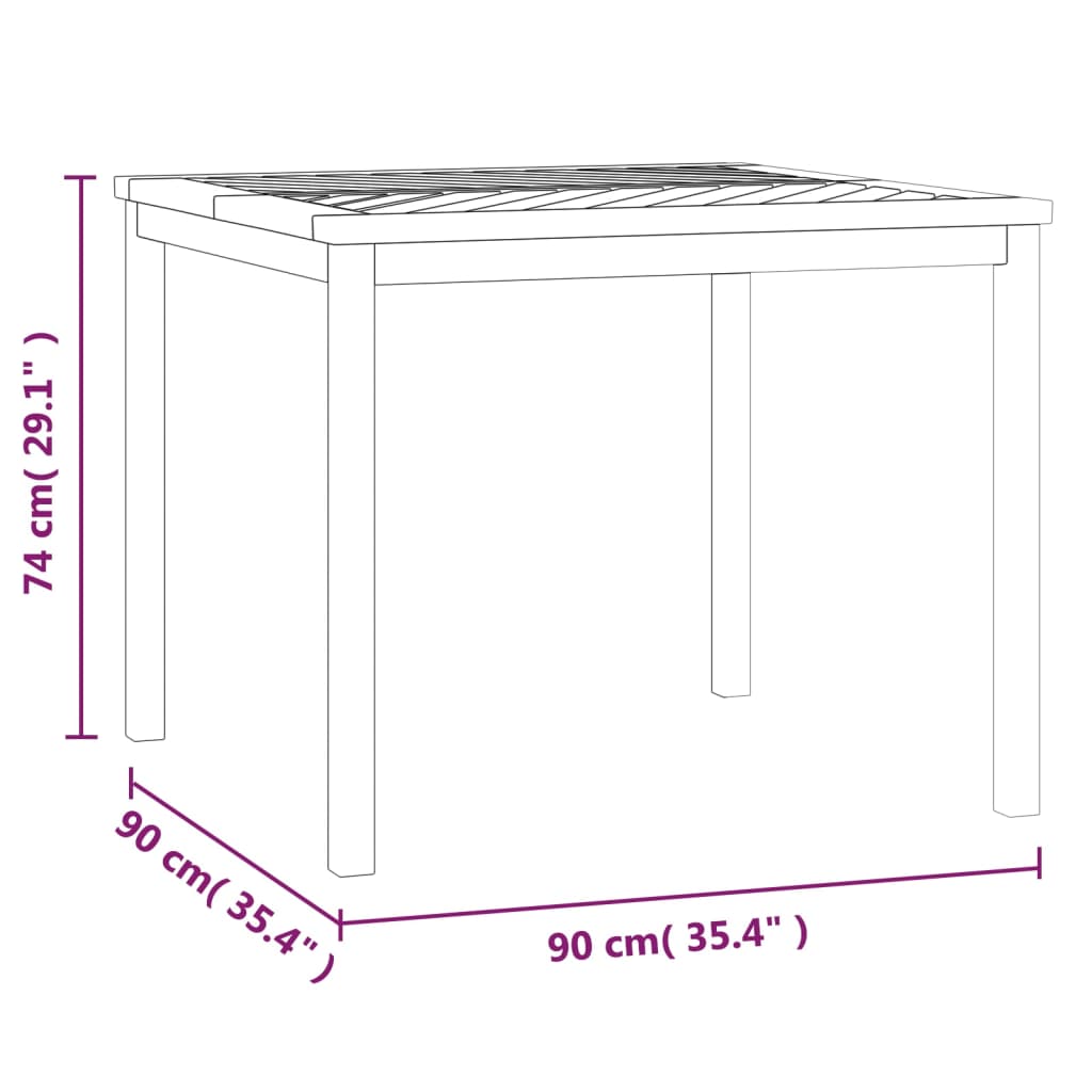 Garten-Esstisch 90x90x74 cm Massivholz Akazie