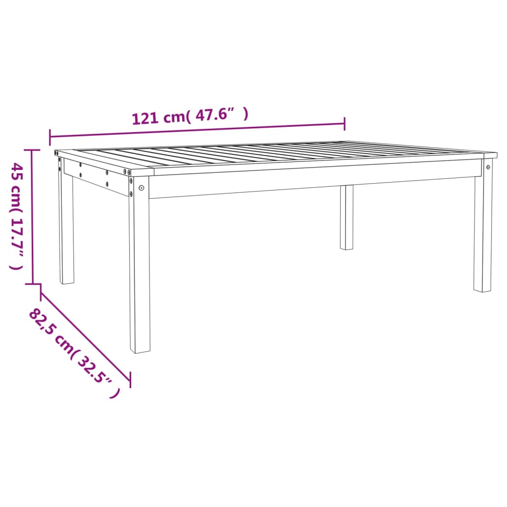 Gartentisch Grau 121x82,5x45 cm Massivholz Kiefer