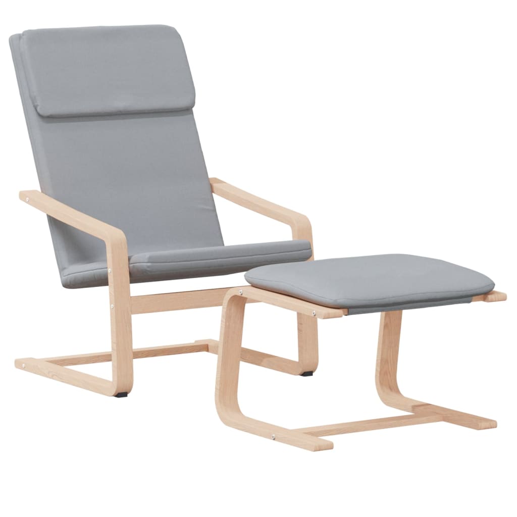 Relaxsessel mit Hocker Hellgrau Stoff