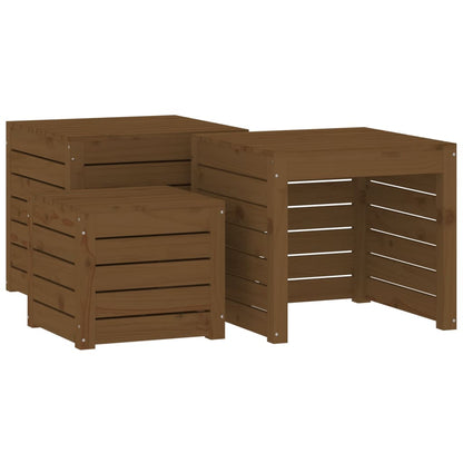 4-tlg. Gartenbox-Set Honigbraun Massivholz Kiefer