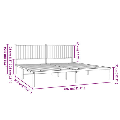 Bettgestell mit Kopfteil Metall Schwarz 200x200 cm