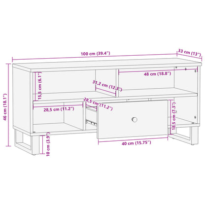 TV-Schrank 100x33x46 cm Altholz Massiv & Holzwerkstoff