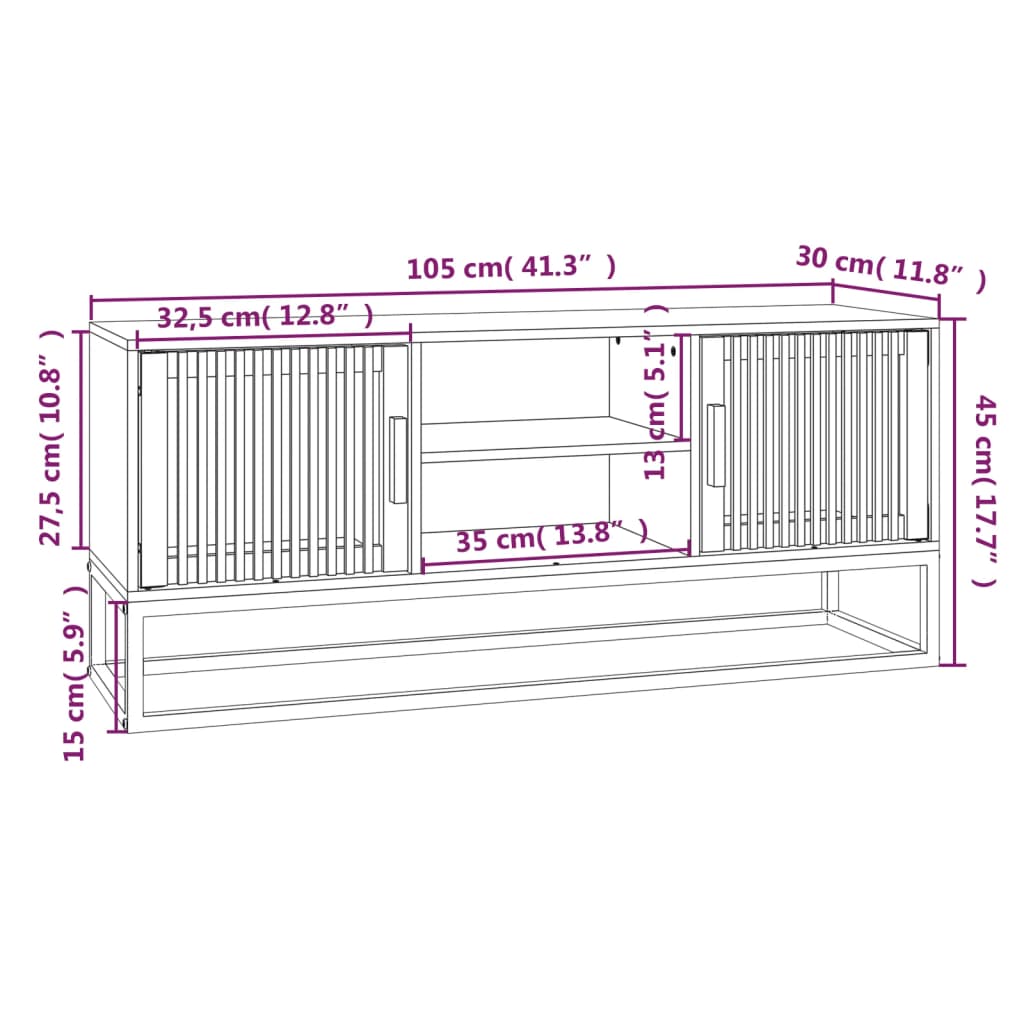 TV-Schrank Weiß 105x30x45 cm Holzwerkstoff und Eisen