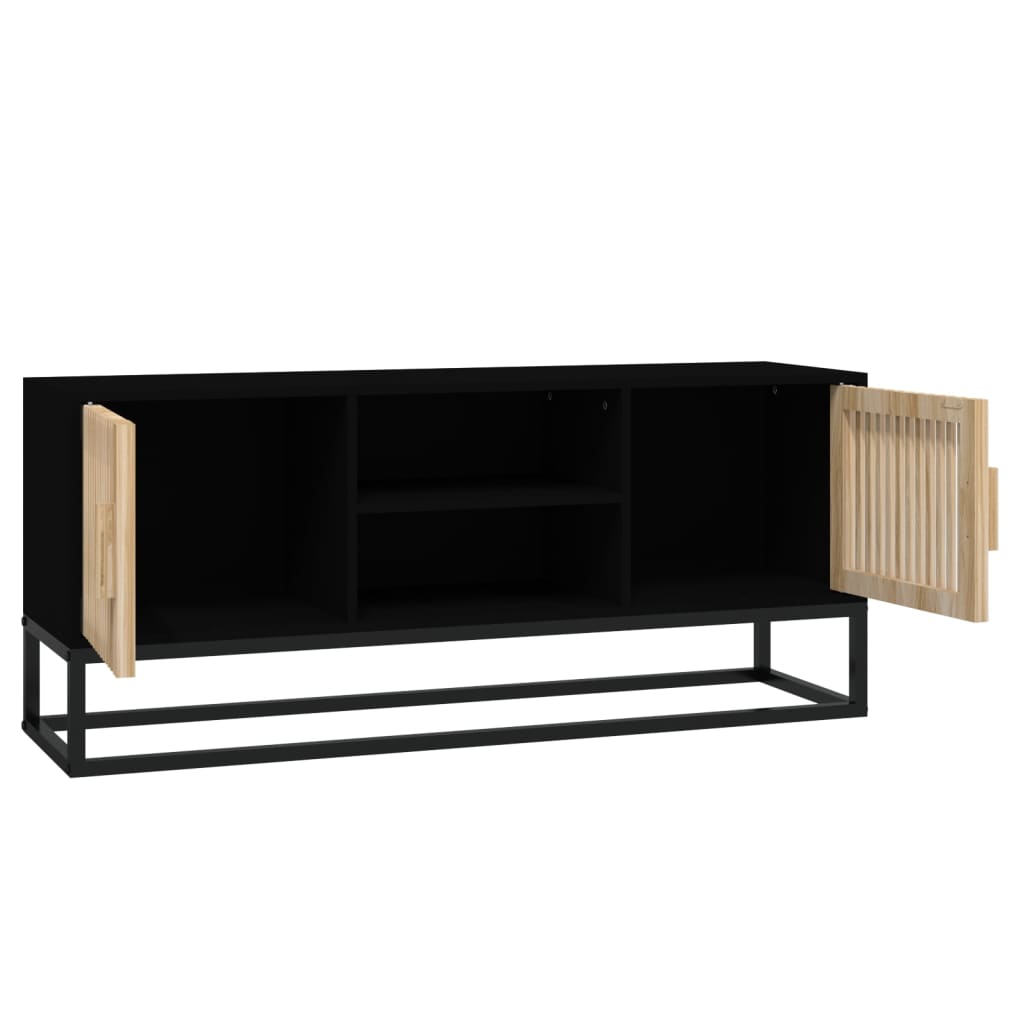 TV-Schrank Schwarz 105x30x45 cm Holzwerkstoff und Eisen