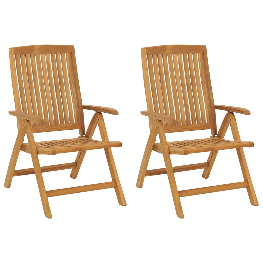 Garden chairs 2 pcs. Adjustable solid teak wood