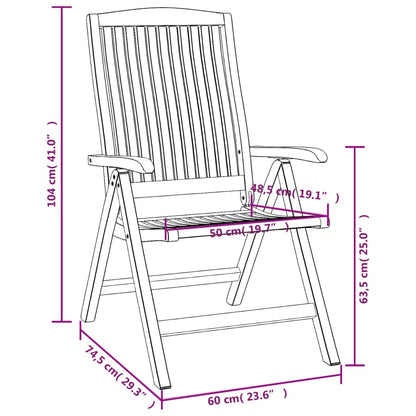 Garden chairs 2 pcs. Adjustable solid teak wood