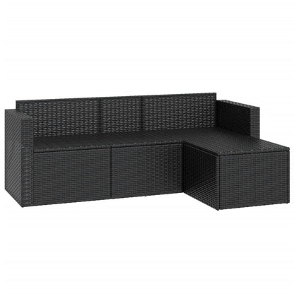 Garden Lounge Set Black Poly Rattan
