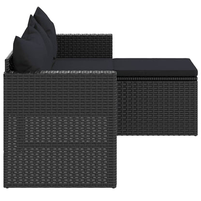 Garden Lounge Set Black Poly Rattan