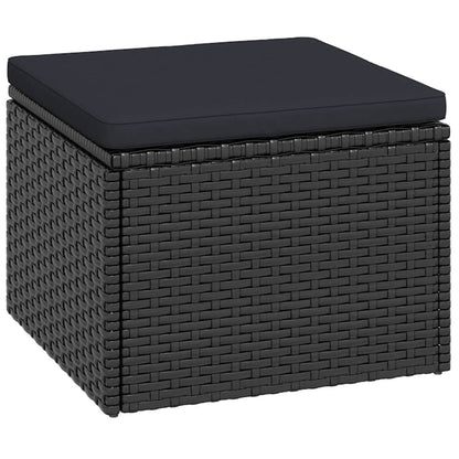 Garden Lounge Set Black Poly Rattan