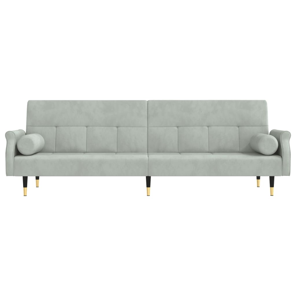 Sofa bed with cushions light grey velvet